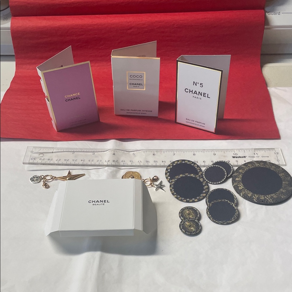 CHANEL silver and Gold Accessory Collection & three full size samples